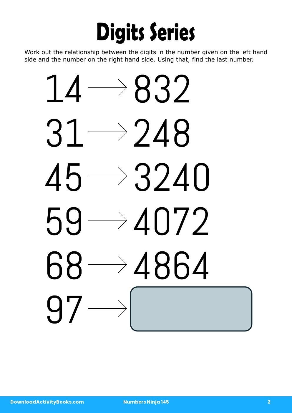 Digits Series in Numbers Ninja 145