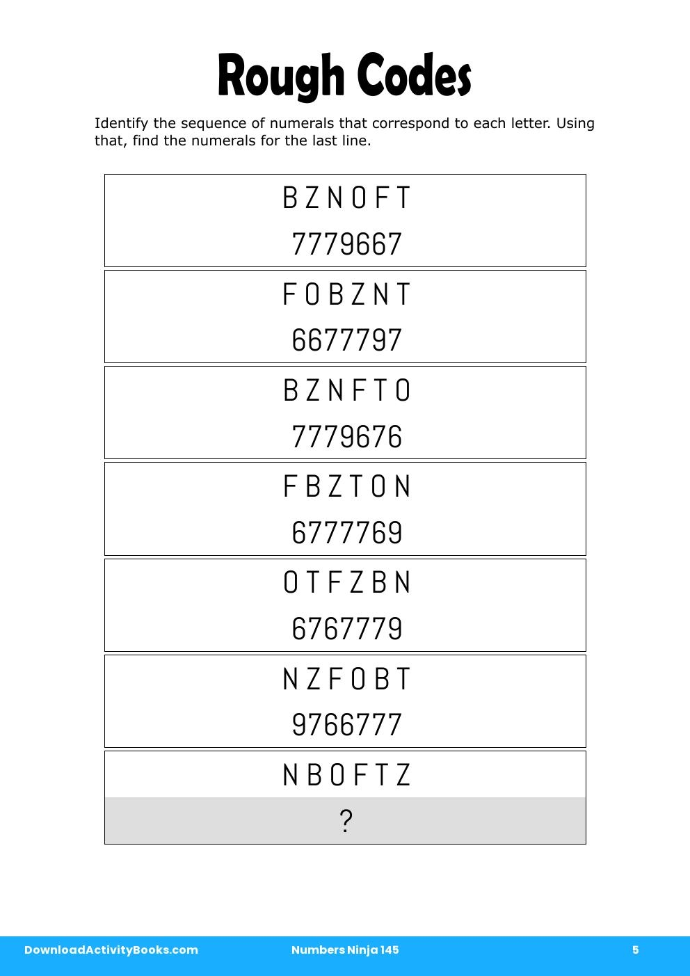 Rough Codes in Numbers Ninja 145