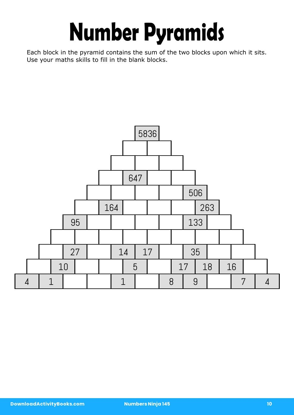 Number Pyramids in Numbers Ninja 145