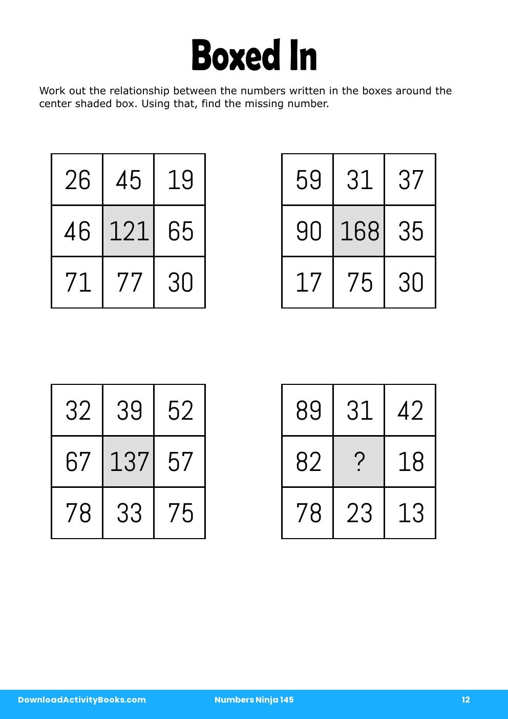 Boxed In in Numbers Ninja 145