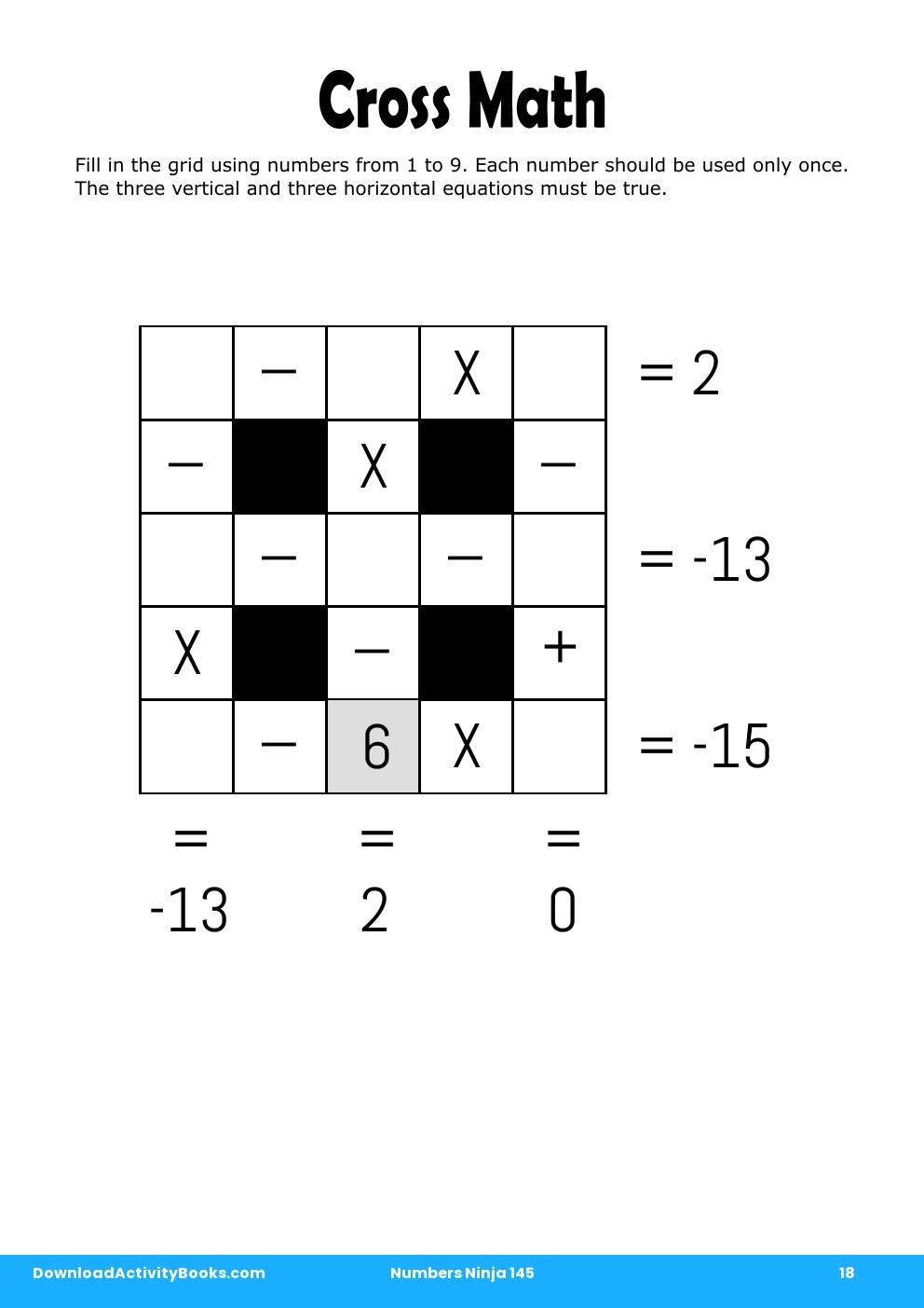 Cross Math in Numbers Ninja 145