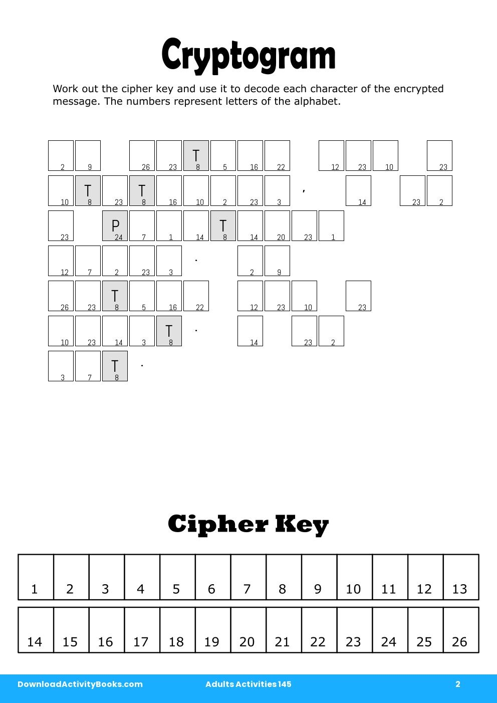 Cryptogram in Adults Activities 145