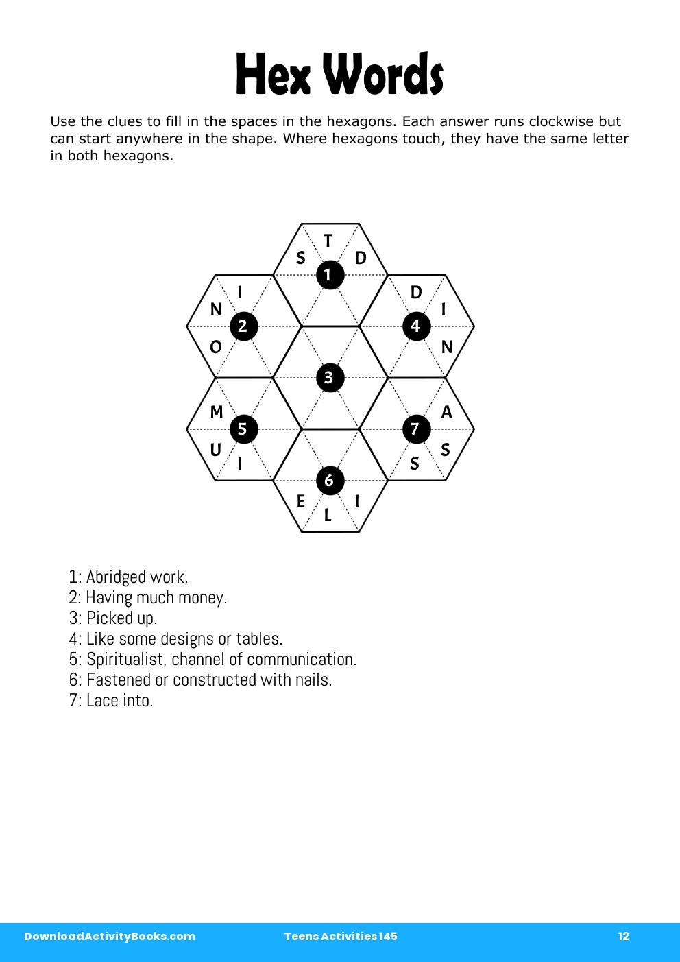 Hex Words in Teens Activities 145