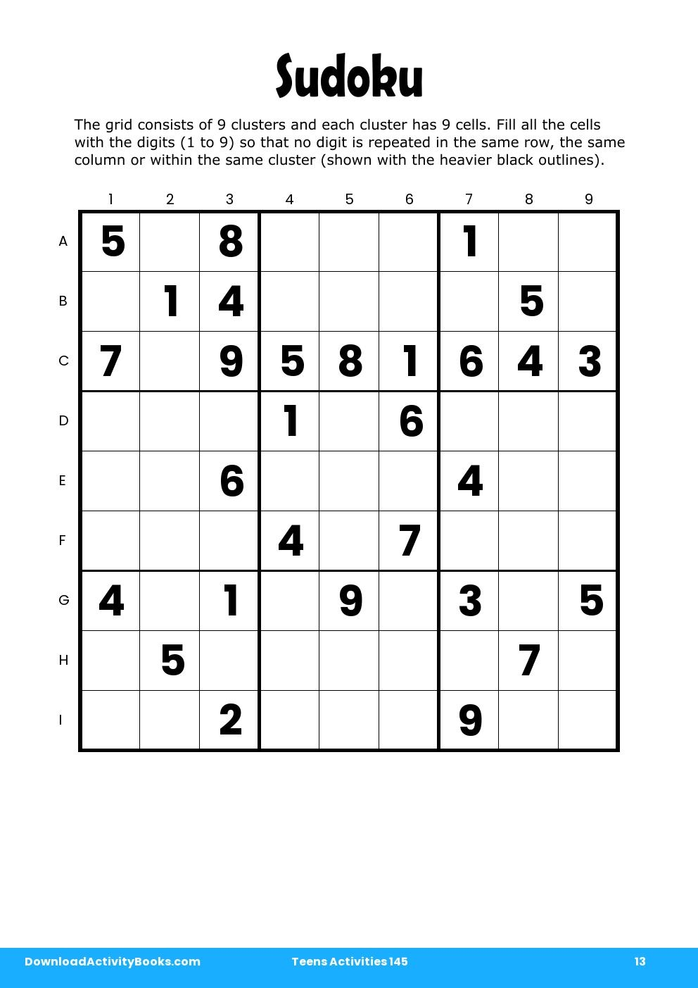 Sudoku in Teens Activities 145