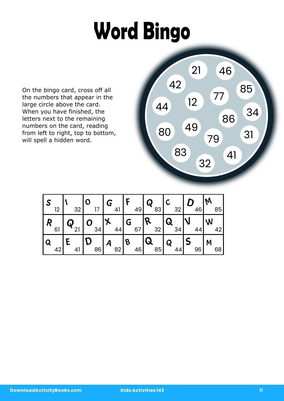 Word Bingo in Kids Activities 143