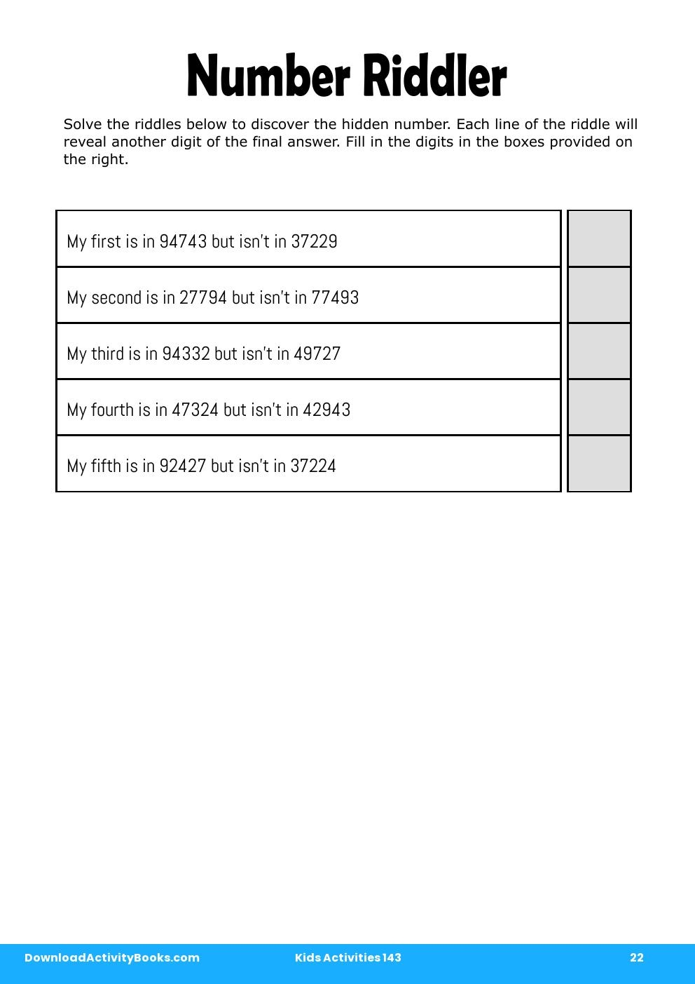 Number Riddler in Kids Activities 143