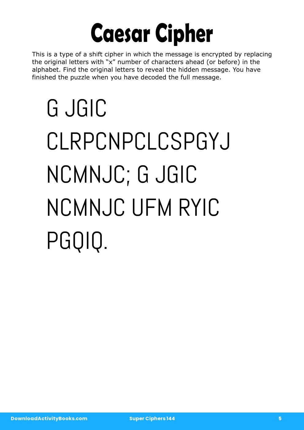 Caesar Cipher in Super Ciphers 144