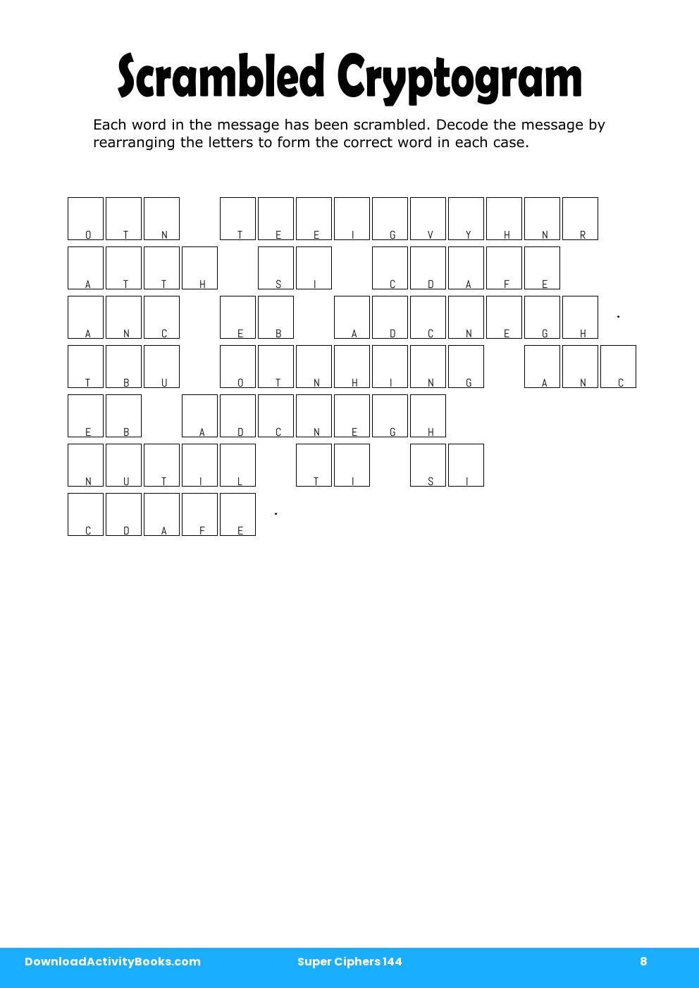 Scrambled Cryptogram in Super Ciphers 144