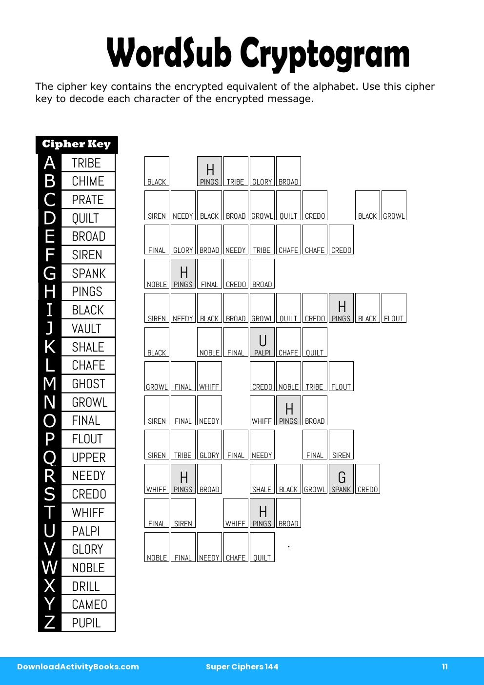 WordSub Cryptogram in Super Ciphers 144