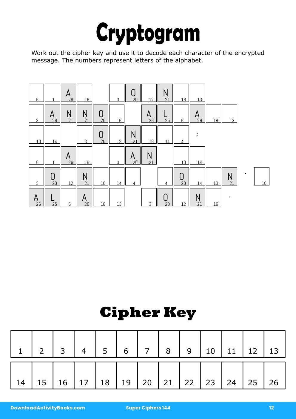 Cryptogram in Super Ciphers 144