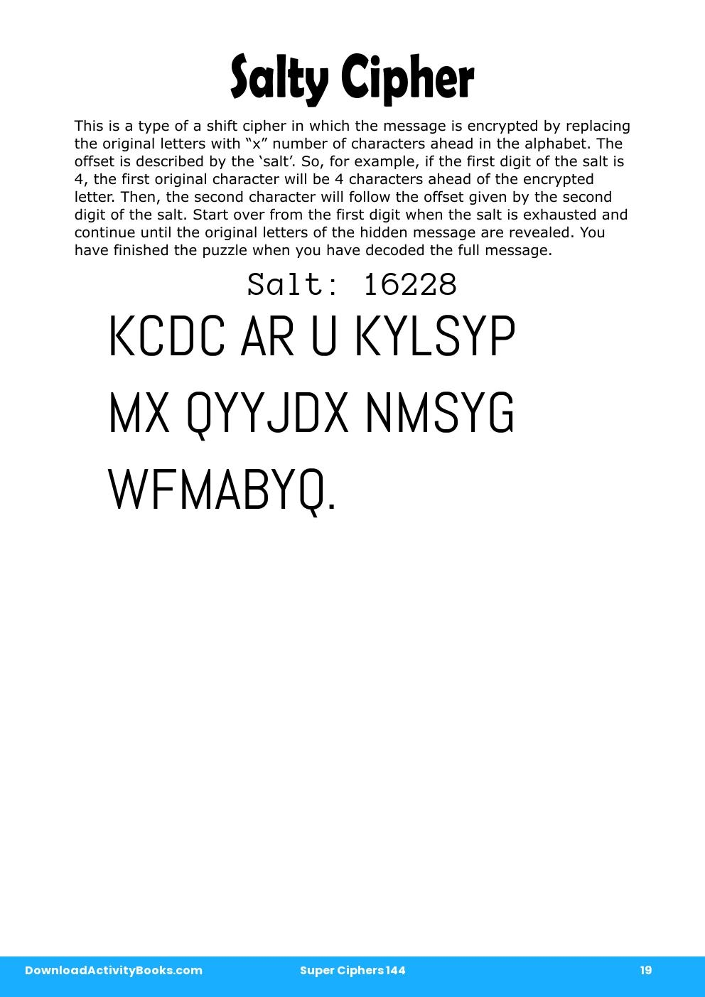 Salty Cipher in Super Ciphers 144