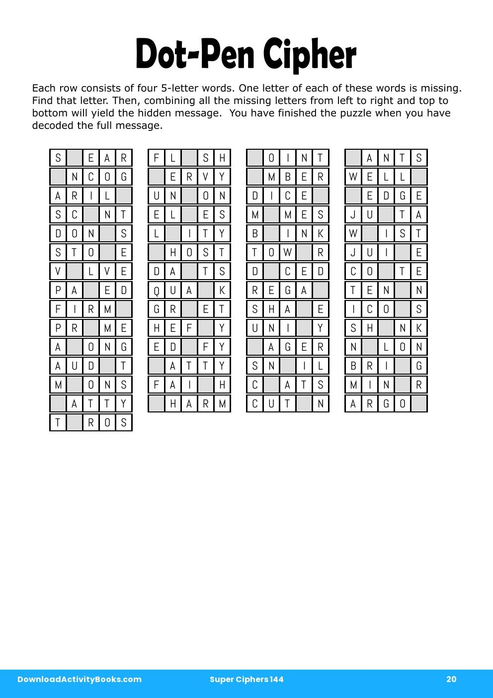 Dot-Pen Cipher in Super Ciphers 144