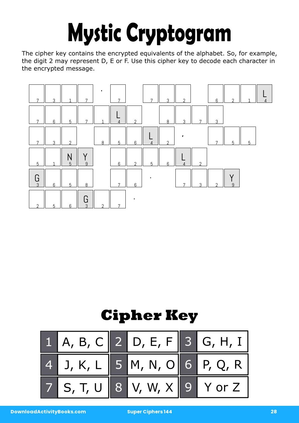 Mystic Cryptogram in Super Ciphers 144