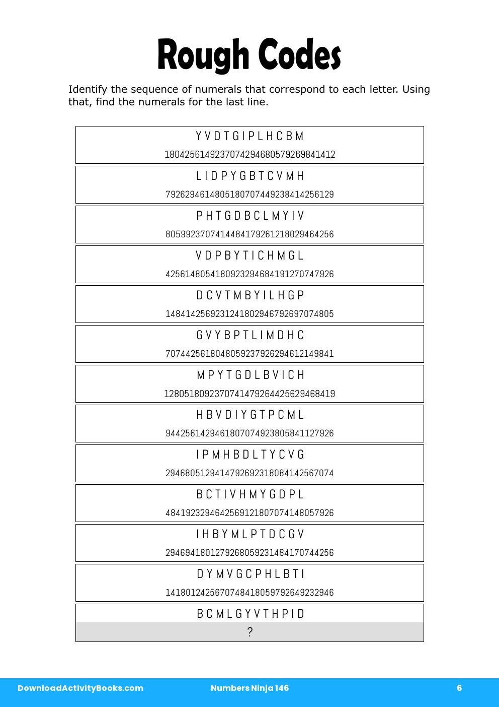 Rough Codes in Numbers Ninja 146