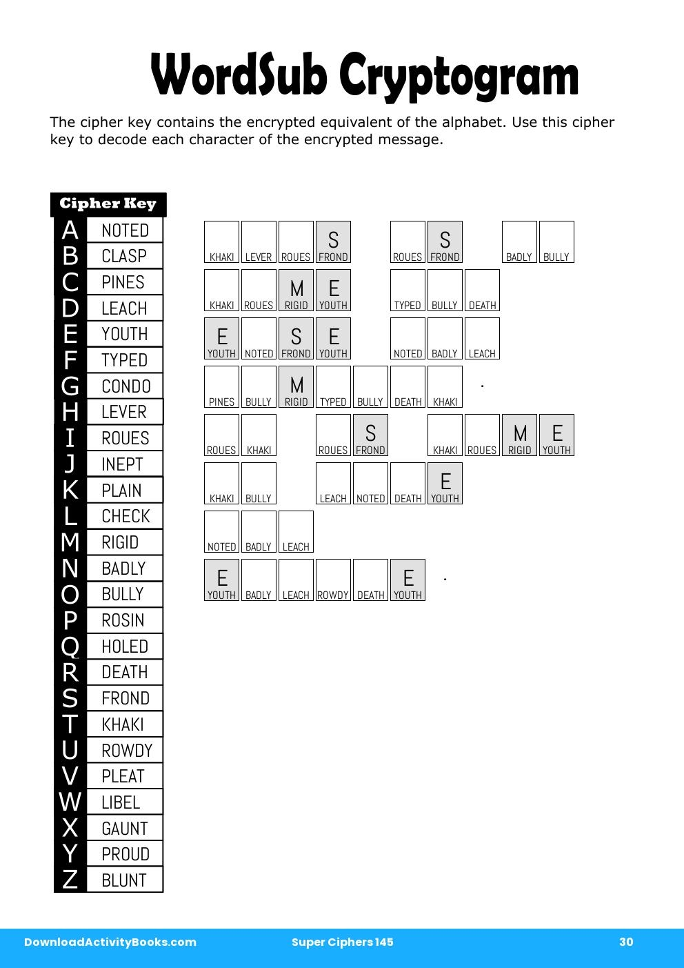 WordSub Cryptogram in Super Ciphers 145