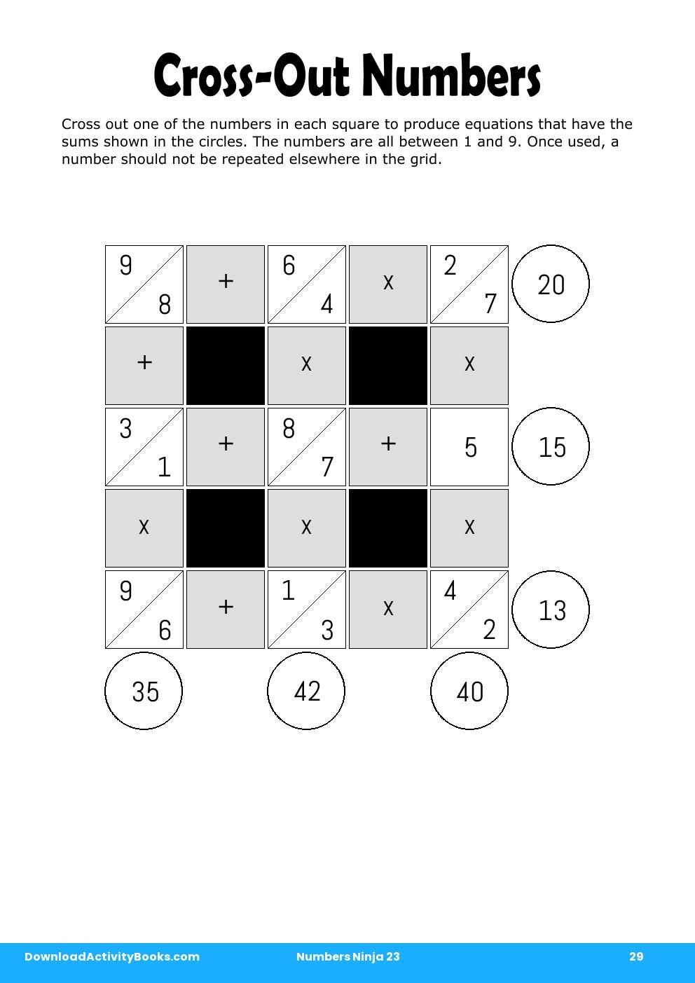 cross out numbers in numbers ninja 34