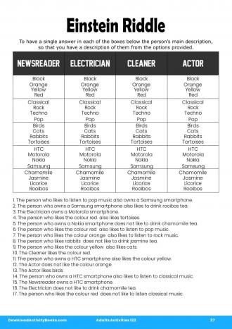 Einstein Riddle in Adults Activities 122