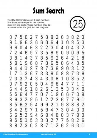 Sum Search #11 in Numbers Ninja 123