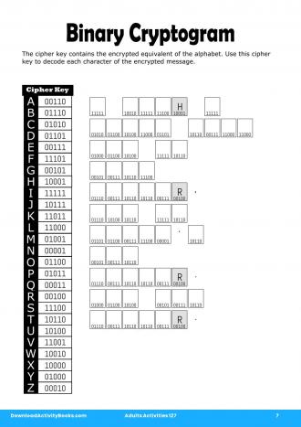 Binary Cryptogram #7 in Adults Activities 127
