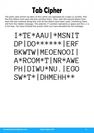 Tab Cipher in Super Ciphers 130